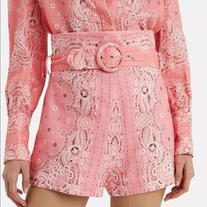 Zimmermann Belted Bandana Linen Shorts